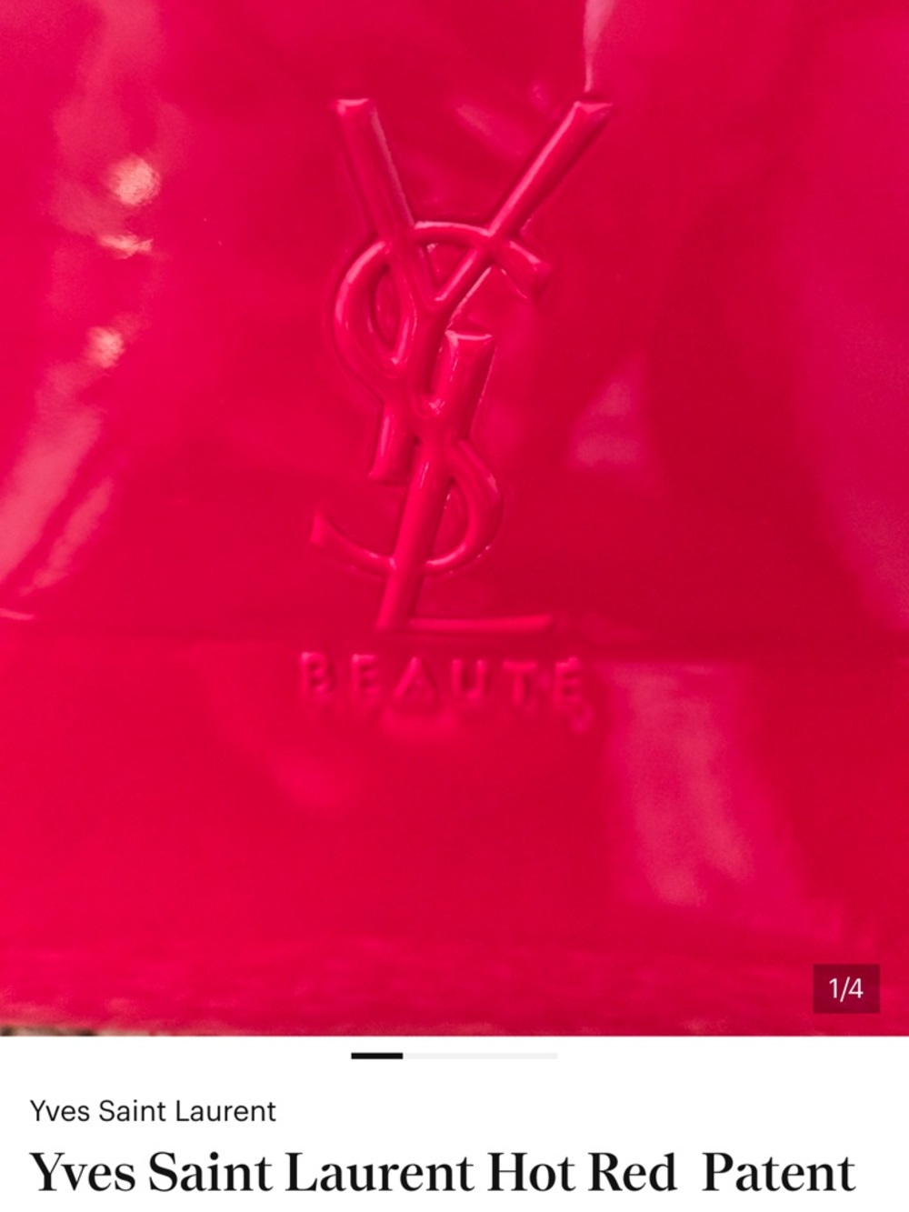 Yves Saint Laurent Red Patent Cosmetic Pouch with gold chain for shoulder bag. - Picture 2 of 7